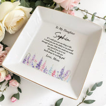 Load image into Gallery viewer, Personalized Floral Ceramic Jewelry Dish Custom Gift for Daughter
