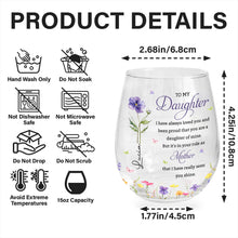 Load image into Gallery viewer, Personalized Stemless Wine Glass Custom Birth Month Flowers Gift for Daughter
