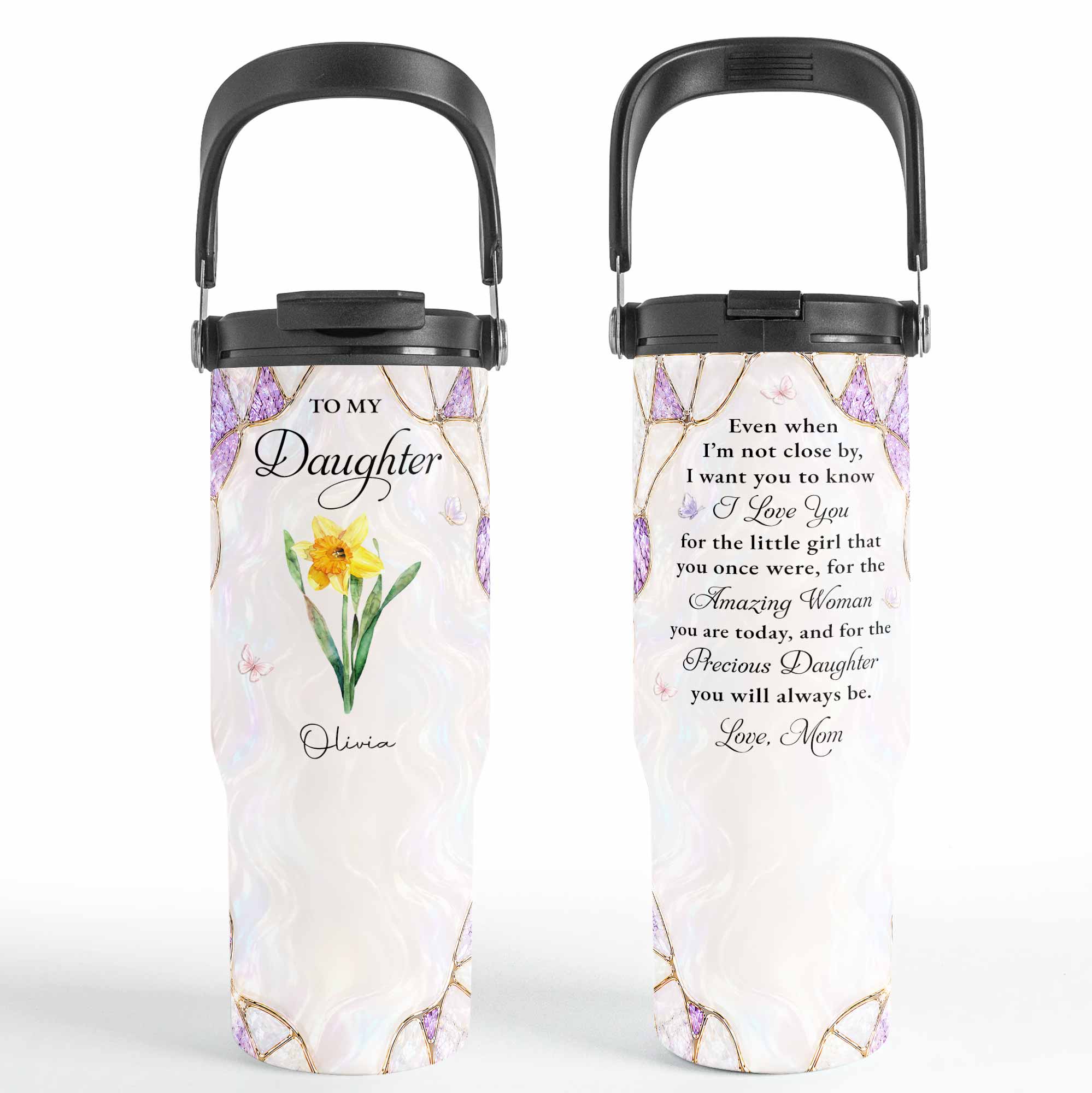 Personalized 30oz Tumbler for Daughter Custom Birth Month Flower Gift