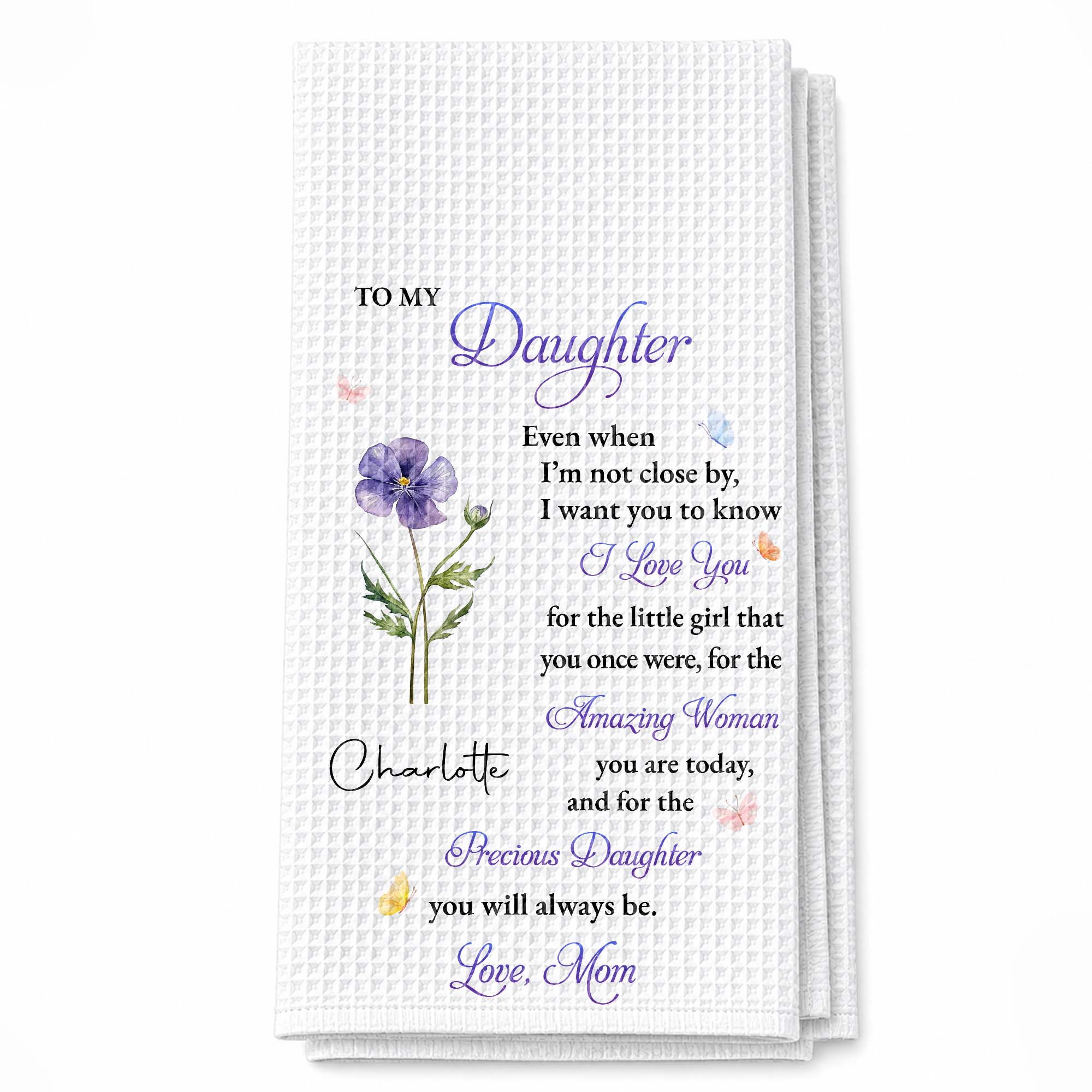 Personalized Kitchen Towel Custom Message Gift for Daughter