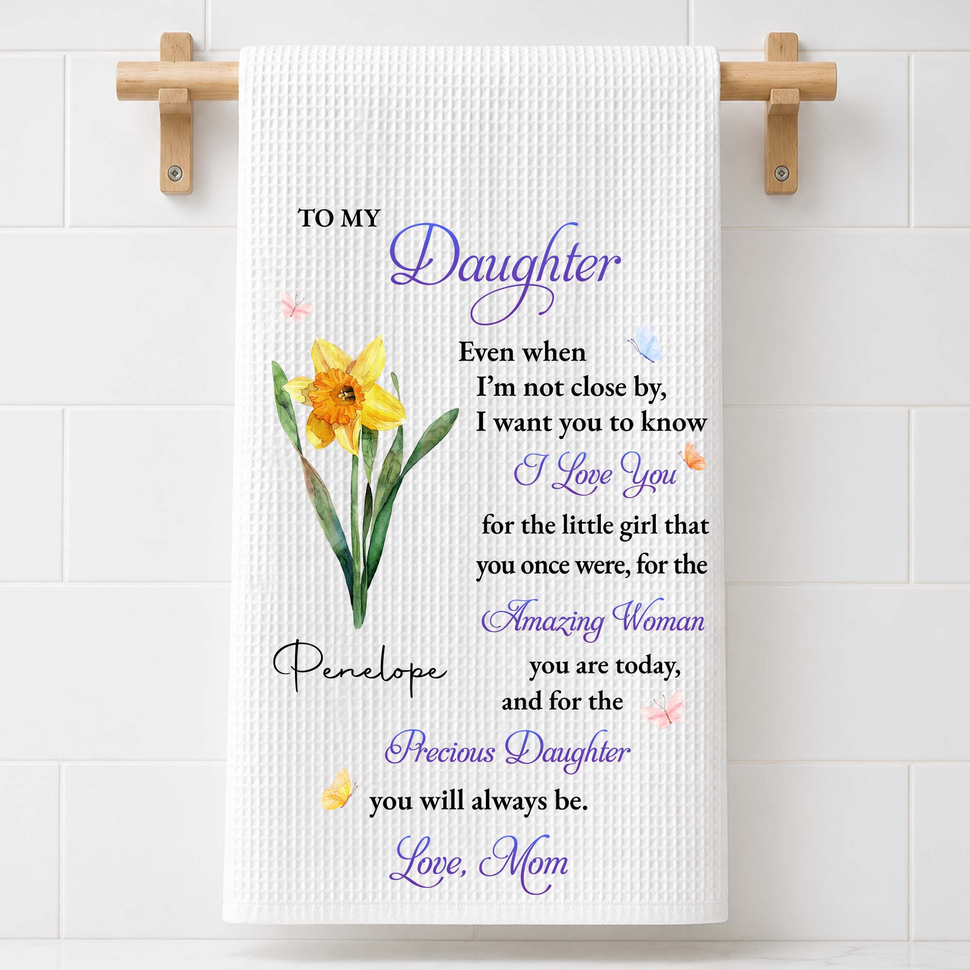 Personalized Kitchen Towel Custom Message Gift for Daughter