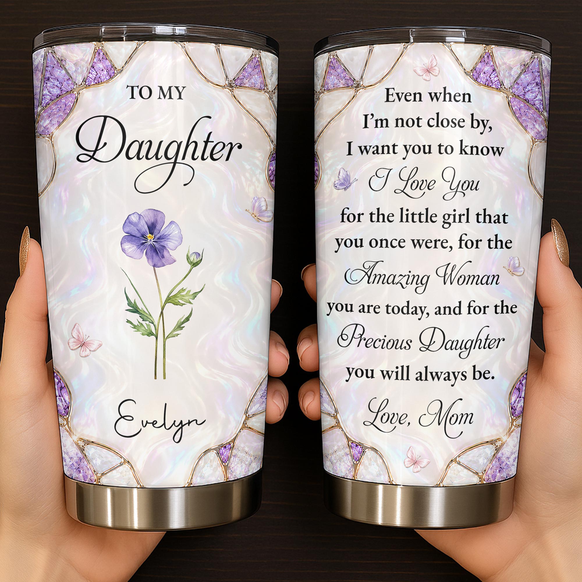 Personalized 20oz Stainless Steel Tumbler Custom Gift for Daughter