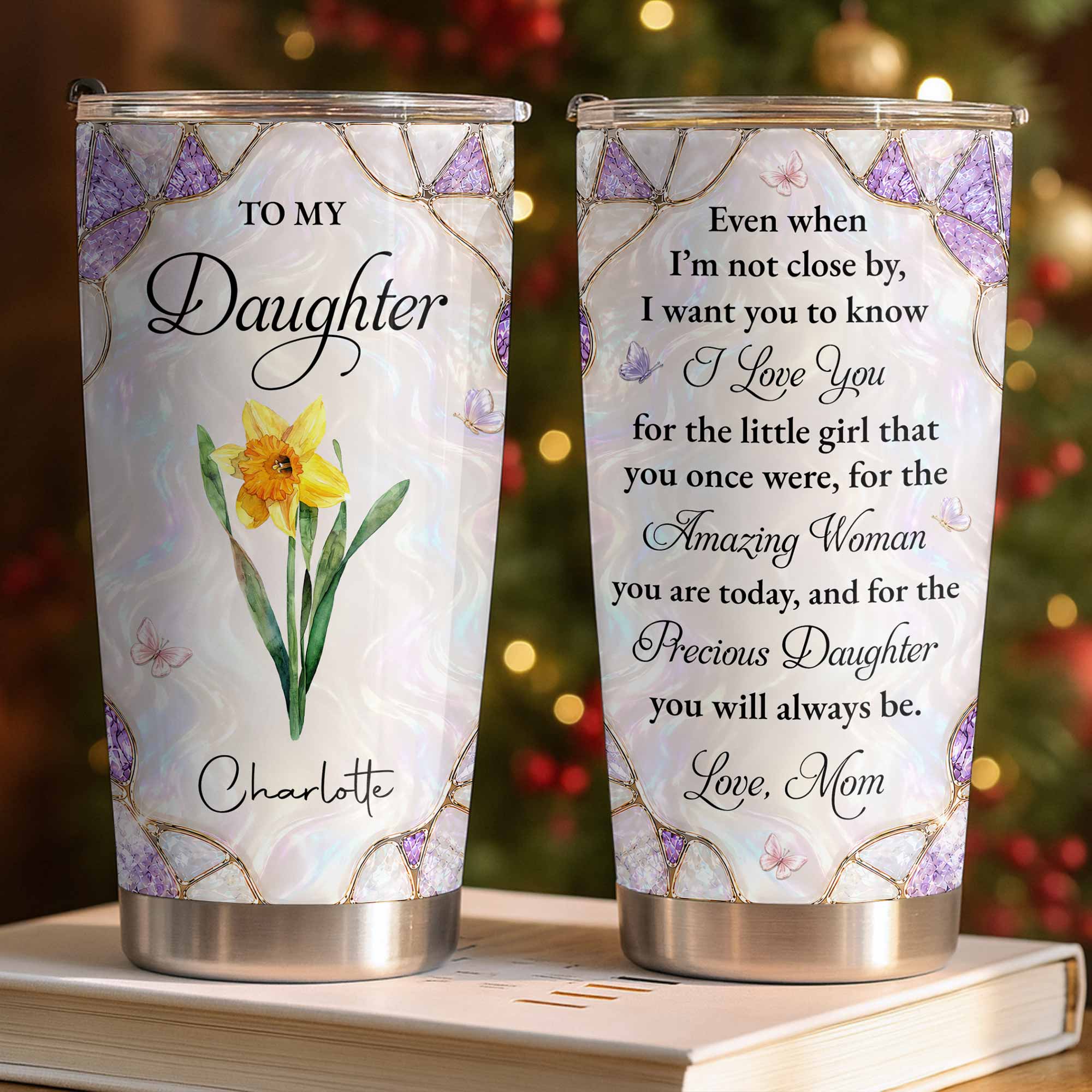 Personalized 20oz Stainless Steel Tumbler Custom Gift for Daughter