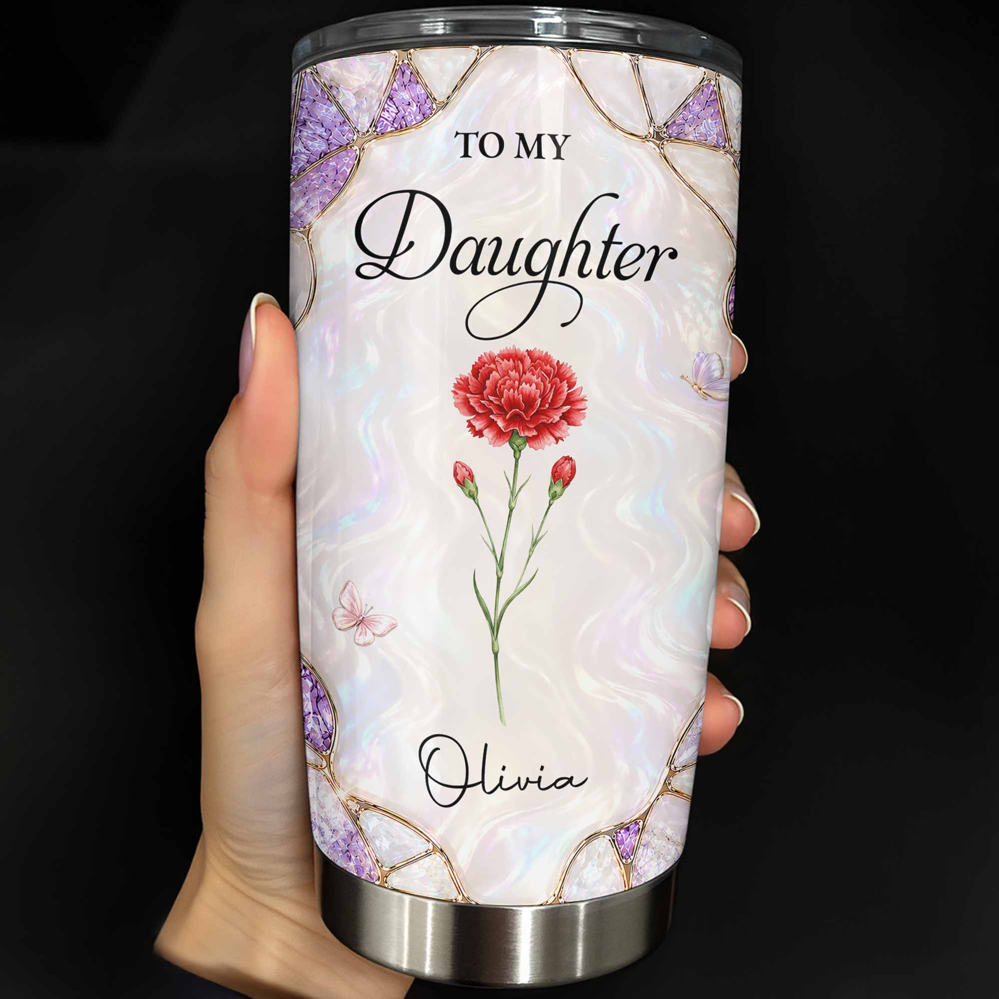Personalized 20oz Stainless Steel Tumbler Custom Gift for Daughter
