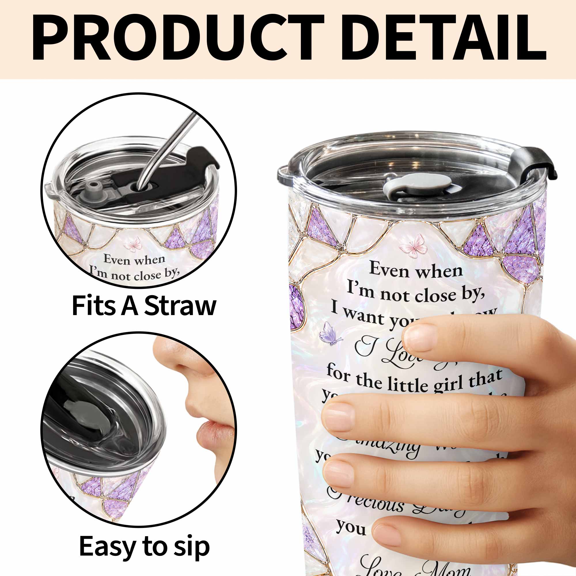 Personalized 20oz Stainless Steel Tumbler Custom Gift for Daughter