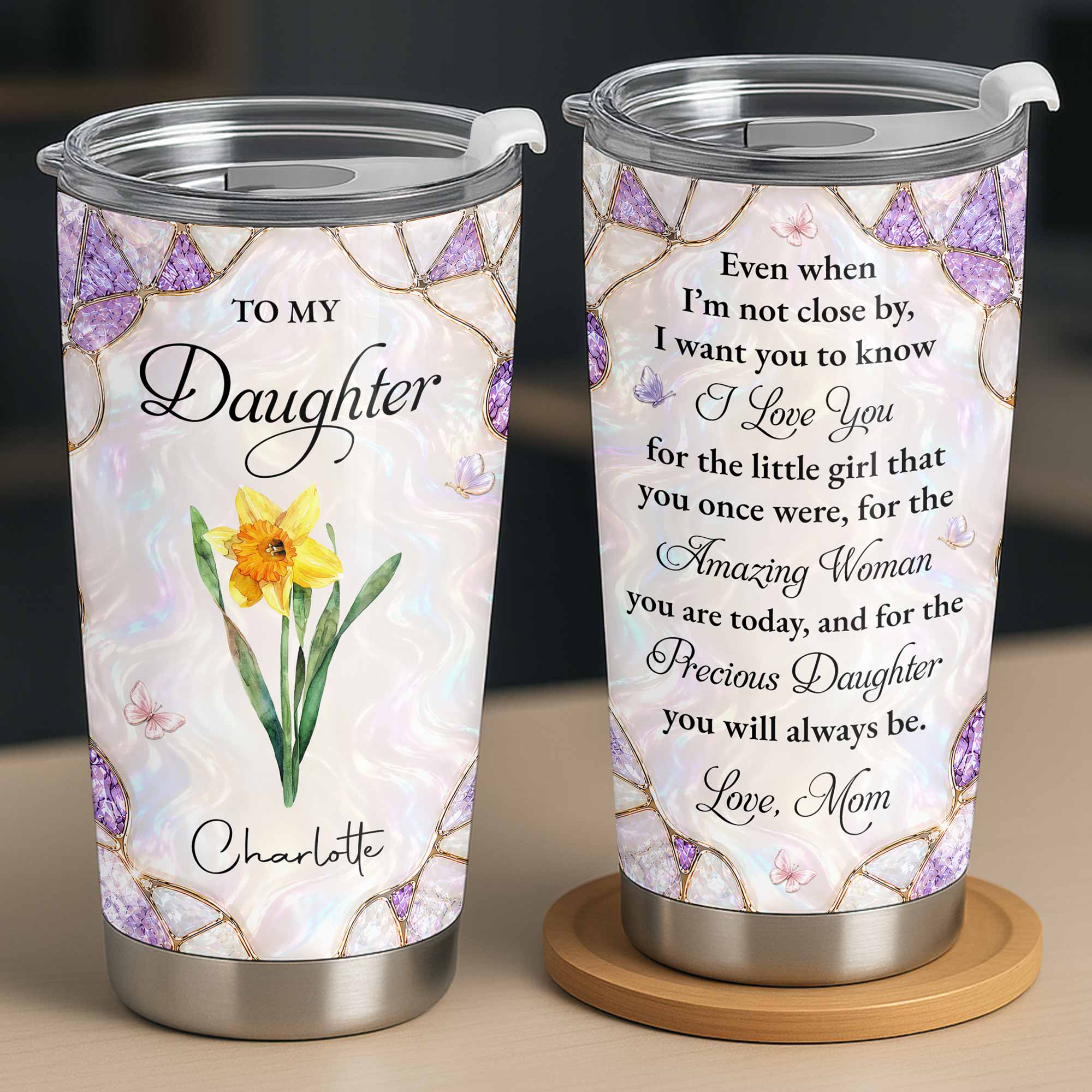 Personalized 20oz Stainless Steel Tumbler Custom Gift for Daughter