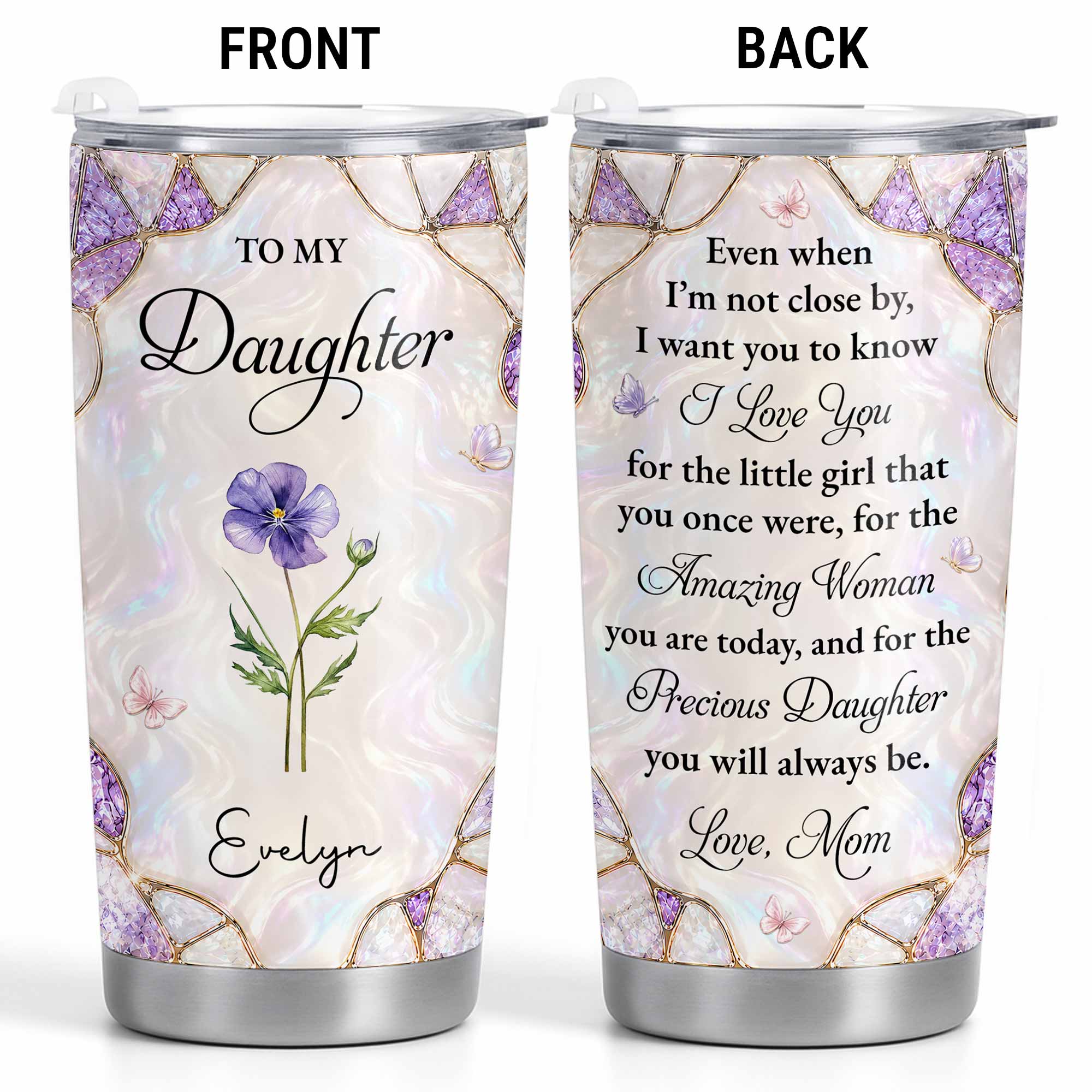 Personalized 20oz Stainless Steel Tumbler Custom Gift for Daughter