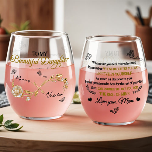 Personalized Stemless Wine Glass Custom Name Gift for Daughter
