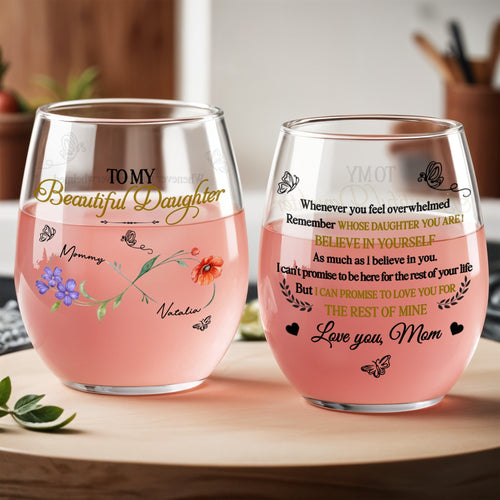 Personalized Stemless Wine Glass Custom Name for Daughter Gift
