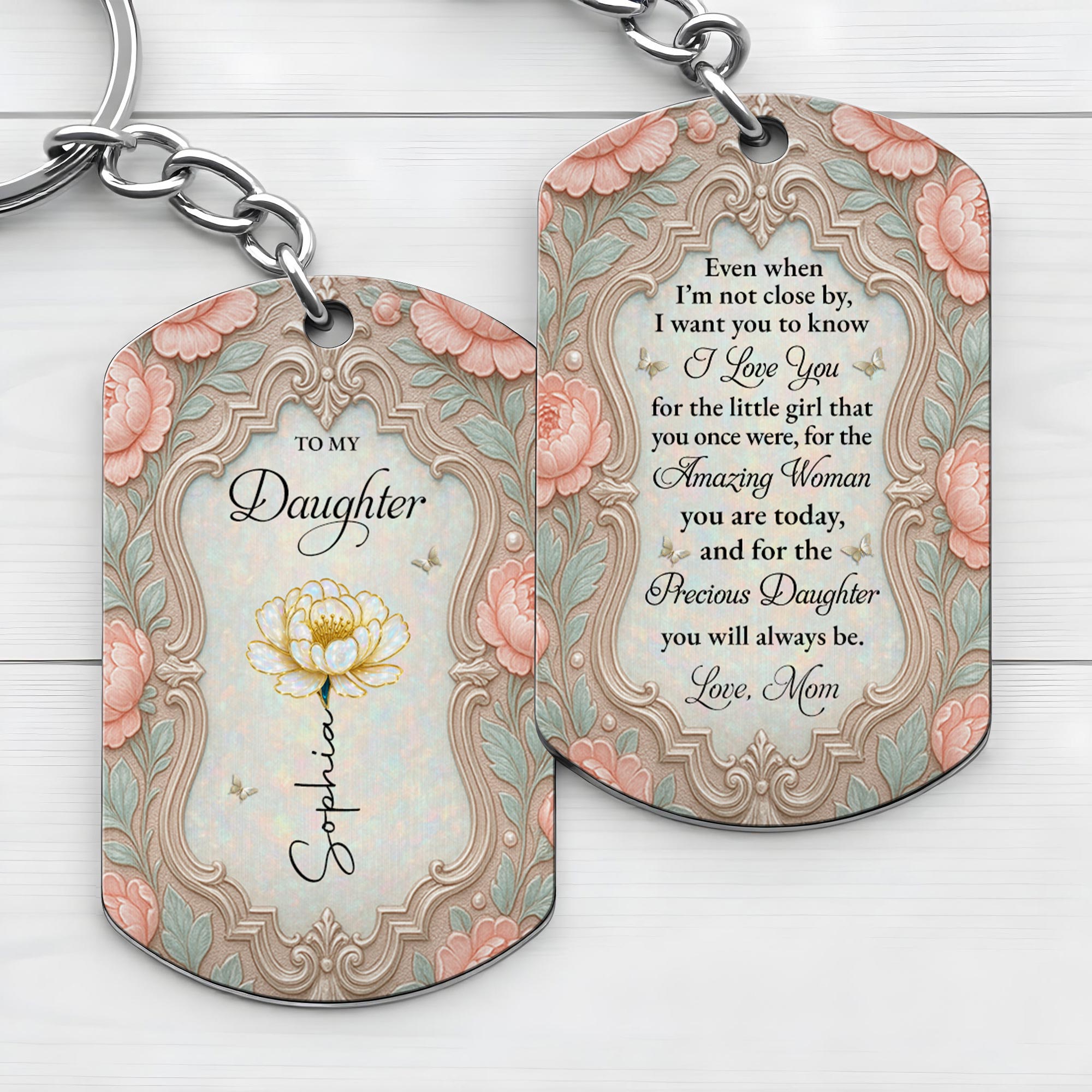 Personalized Stainless Steel Keychain for Daughter Gift