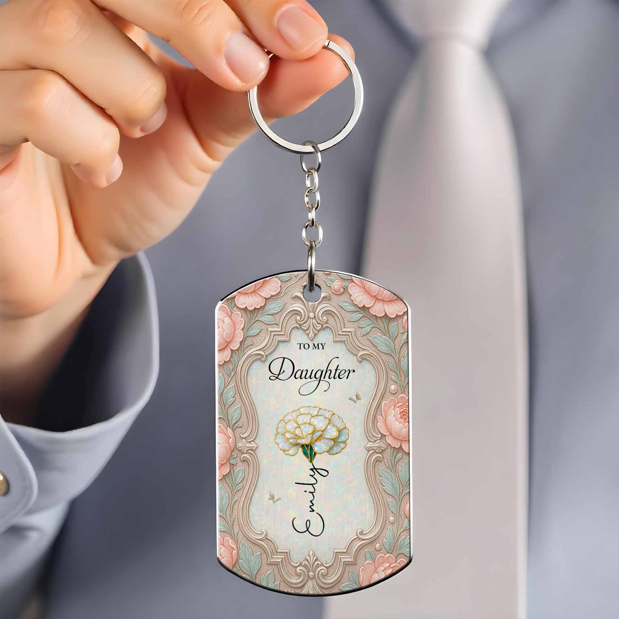 Personalized Stainless Steel Keychain for Daughter Gift