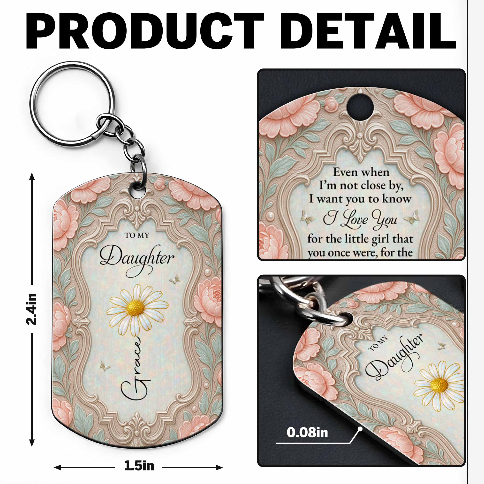 Personalized Stainless Steel Keychain for Daughter Gift
