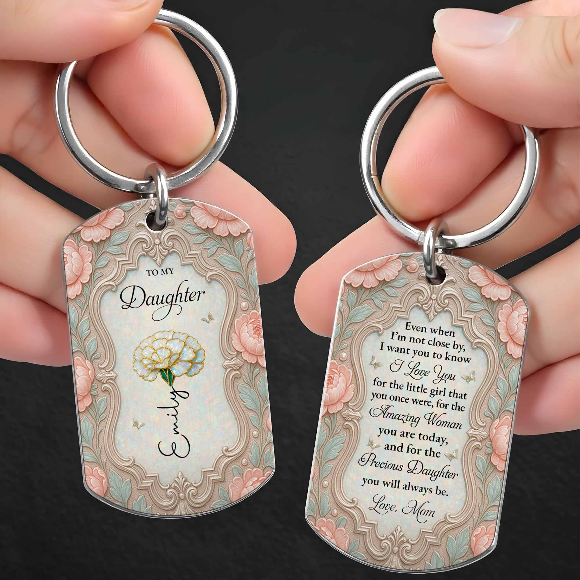 Personalized Stainless Steel Keychain for Daughter Gift