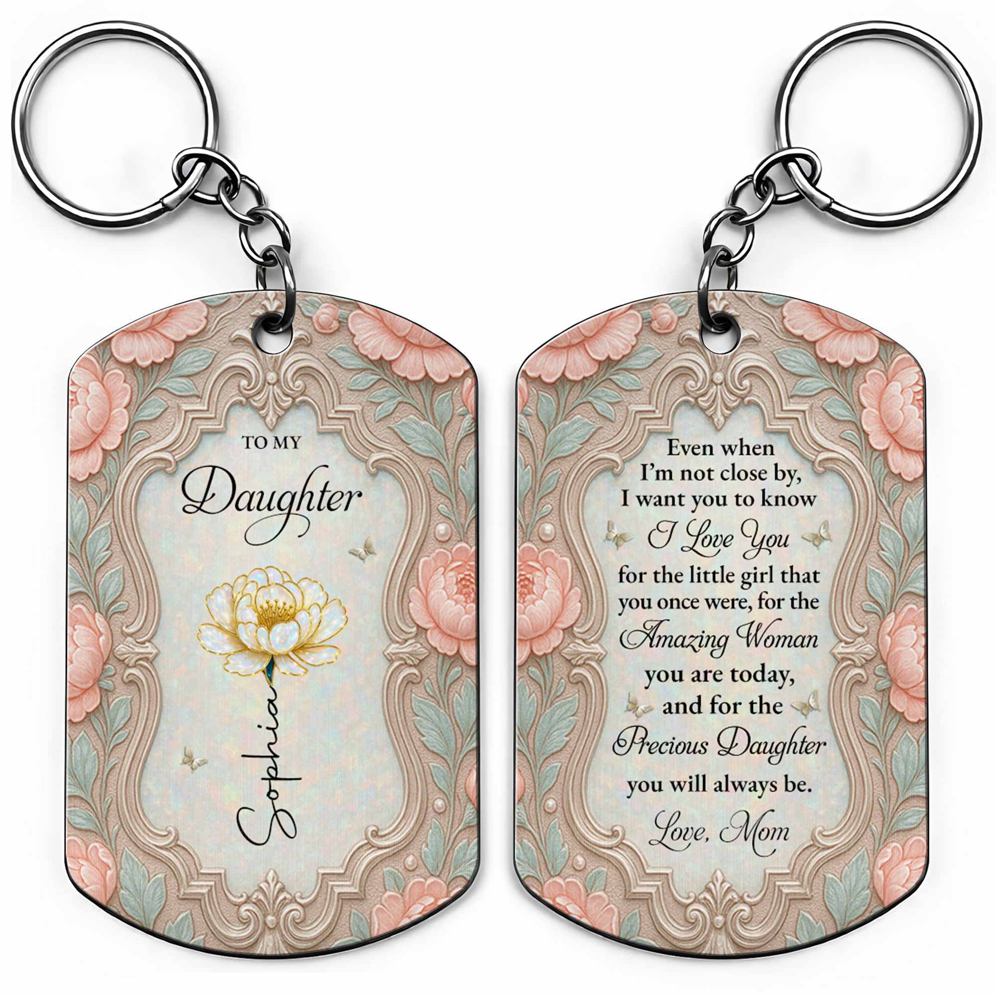 Personalized Stainless Steel Keychain for Daughter Gift