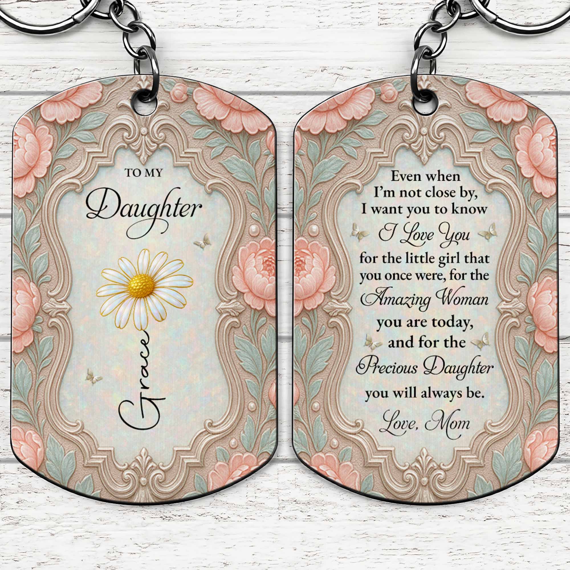 Personalized Stainless Steel Keychain for Daughter Gift