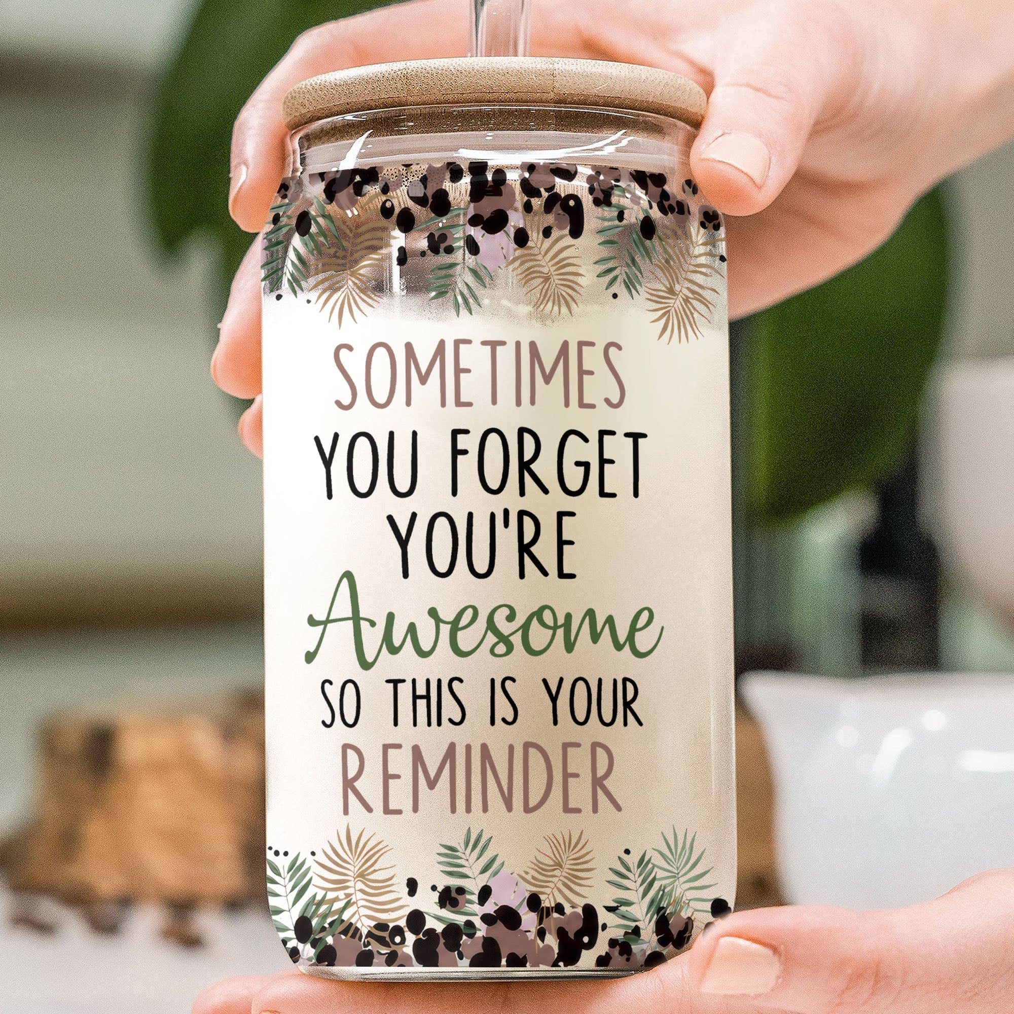 Personalized Clear Glass Can Custom Name Gift for Mom