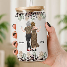 Load image into Gallery viewer, Personalized Clear Glass Can with Leopard Print for Daughter
