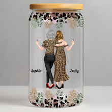 Load image into Gallery viewer, Personalized Clear Glass Can with Leopard Print for Daughter
