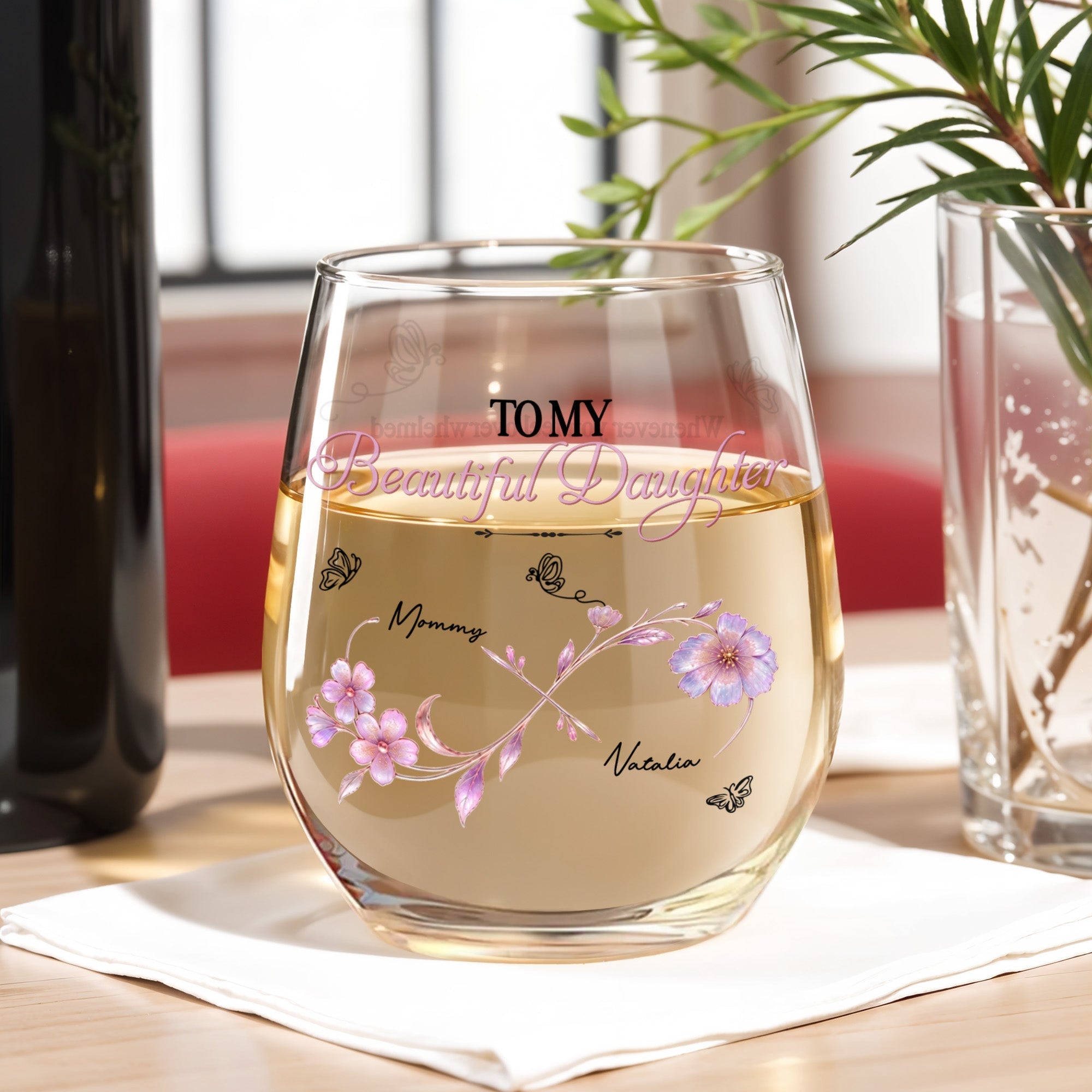 Personalized Stemless Wine Glass Custom Name Gift for Daughter