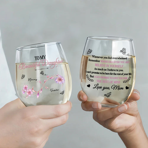 Personalized Stemless Wine Glass Custom Name Gift for Daughter