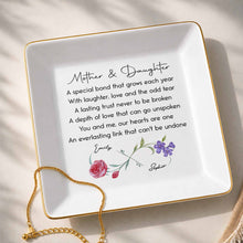 Load image into Gallery viewer, Personalized Infinity Birth Flowers Jewelry Dish Custom Gift for Mom or Daughter

