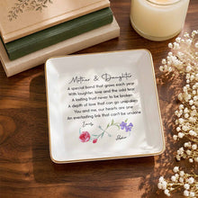 Load image into Gallery viewer, Personalized Infinity Birth Flowers Jewelry Dish Custom Gift for Mom or Daughter
