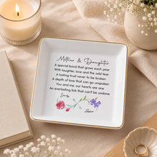 Load image into Gallery viewer, Personalized Infinity Birth Flowers Jewelry Dish Custom Gift for Mom or Daughter
