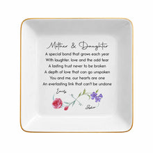Load image into Gallery viewer, Personalized Infinity Birth Flowers Jewelry Dish Custom Gift for Mom or Daughter

