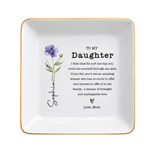 Load image into Gallery viewer, Personalized Jewelry Dish Custom Birth Month Flower Gift for Daughter
