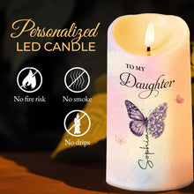 Load image into Gallery viewer, Personalized LED Candle Custom Butterfly Flower Gift for Daughter
