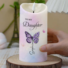 Load image into Gallery viewer, Personalized LED Candle Custom Butterfly Flower Gift for Daughter
