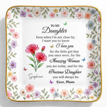 Load image into Gallery viewer, Personalized Ceramic Jewelry Dish Custom Birth Month Flowers for Daughter
