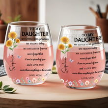 Load image into Gallery viewer, Personalized Stemless Wine Glass Custom Name For Daughter Birthday Gift
