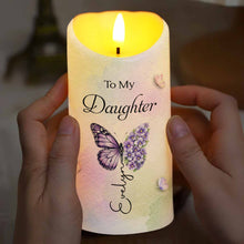 Load image into Gallery viewer, Personalized LED Candle with Birth Month Flowers Custom Gift for Daughter
