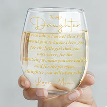 Load image into Gallery viewer, Personalized Wine Glass Gift for Daughter with Gold Flower Design
