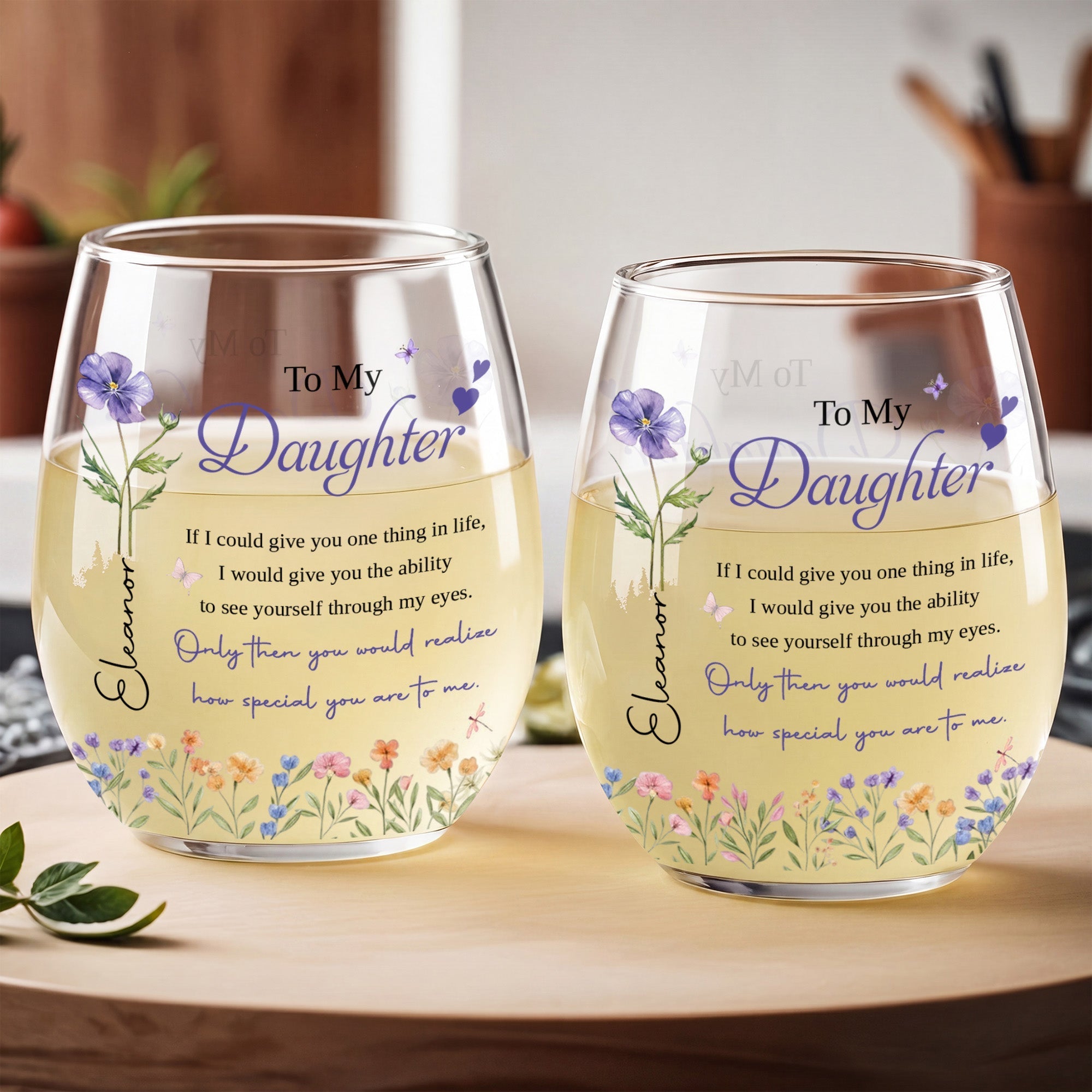 Personalized Stemless Wine Glass Custom Name Gift for Daughter