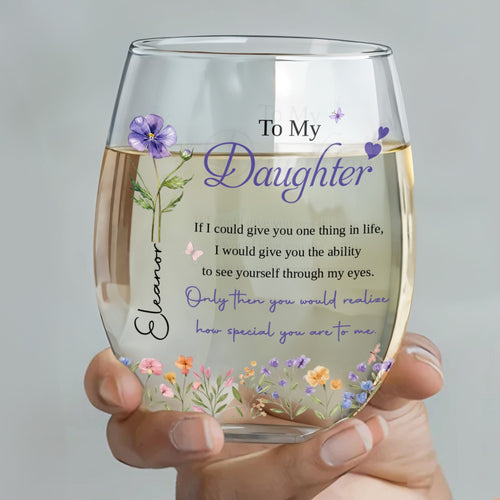Personalized Stemless Wine Glass Custom Name Gift for Daughter