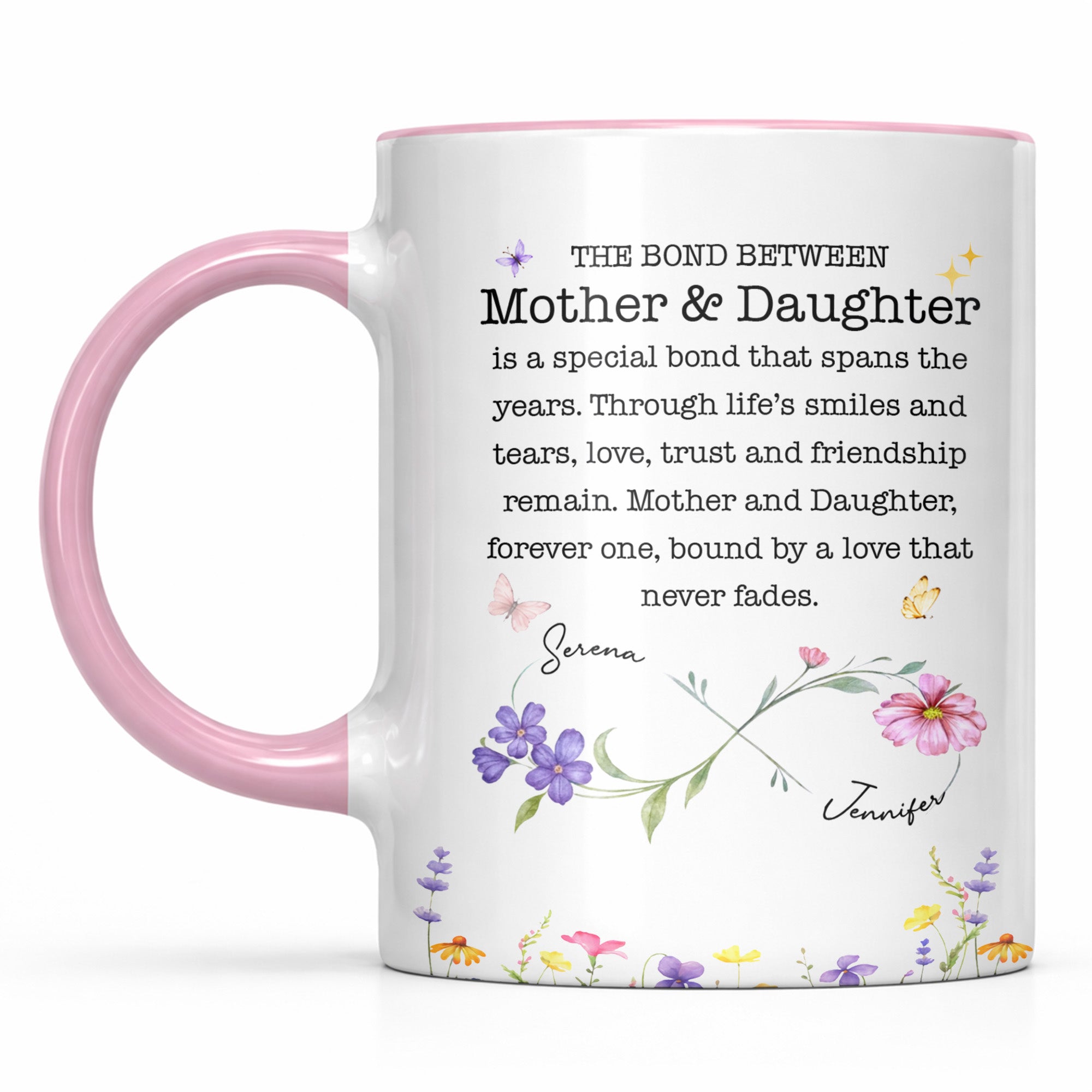Personalized Floral Infinity Accent Mug Custom Gift for Mom