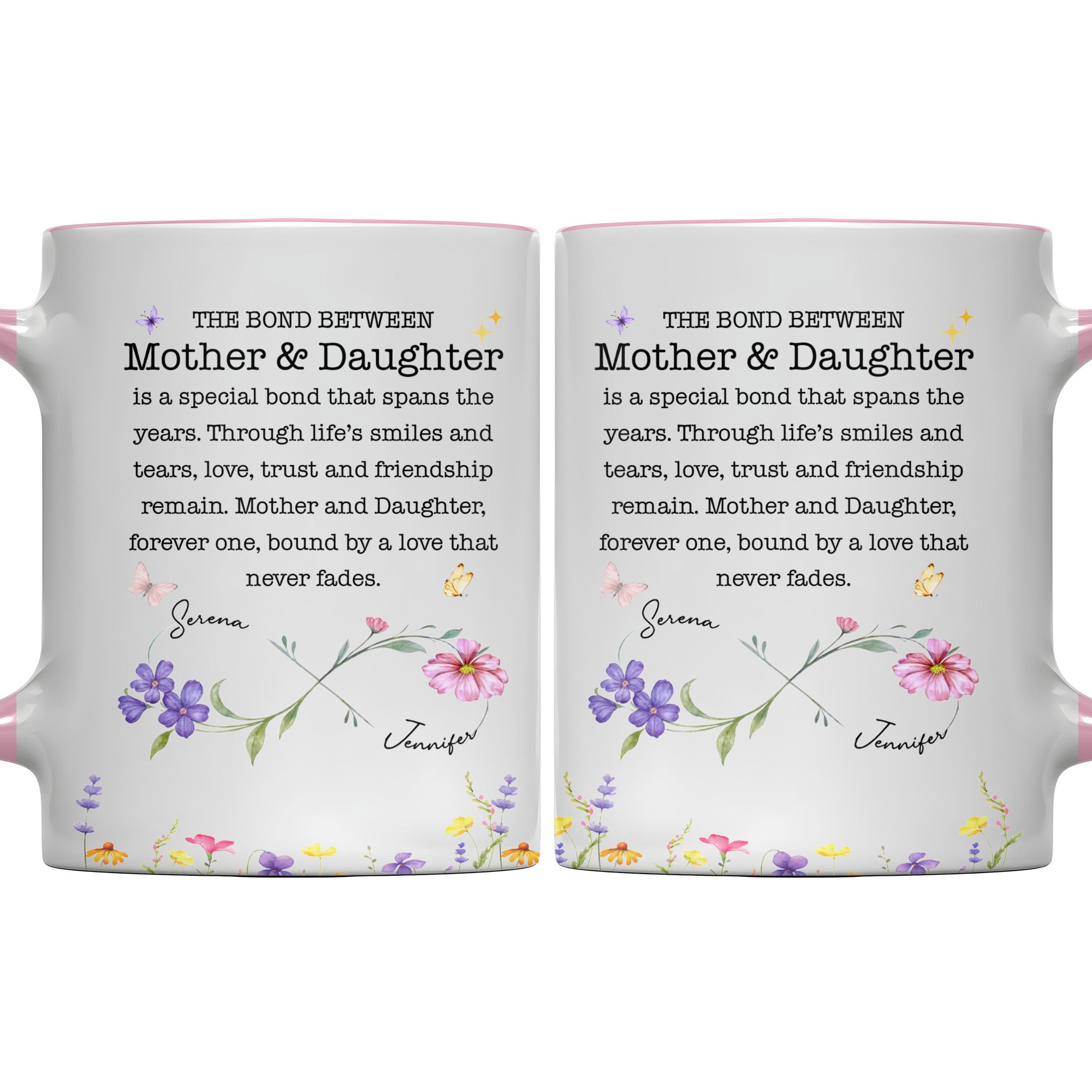 Personalized Floral Infinity Accent Mug Custom Gift for Mom