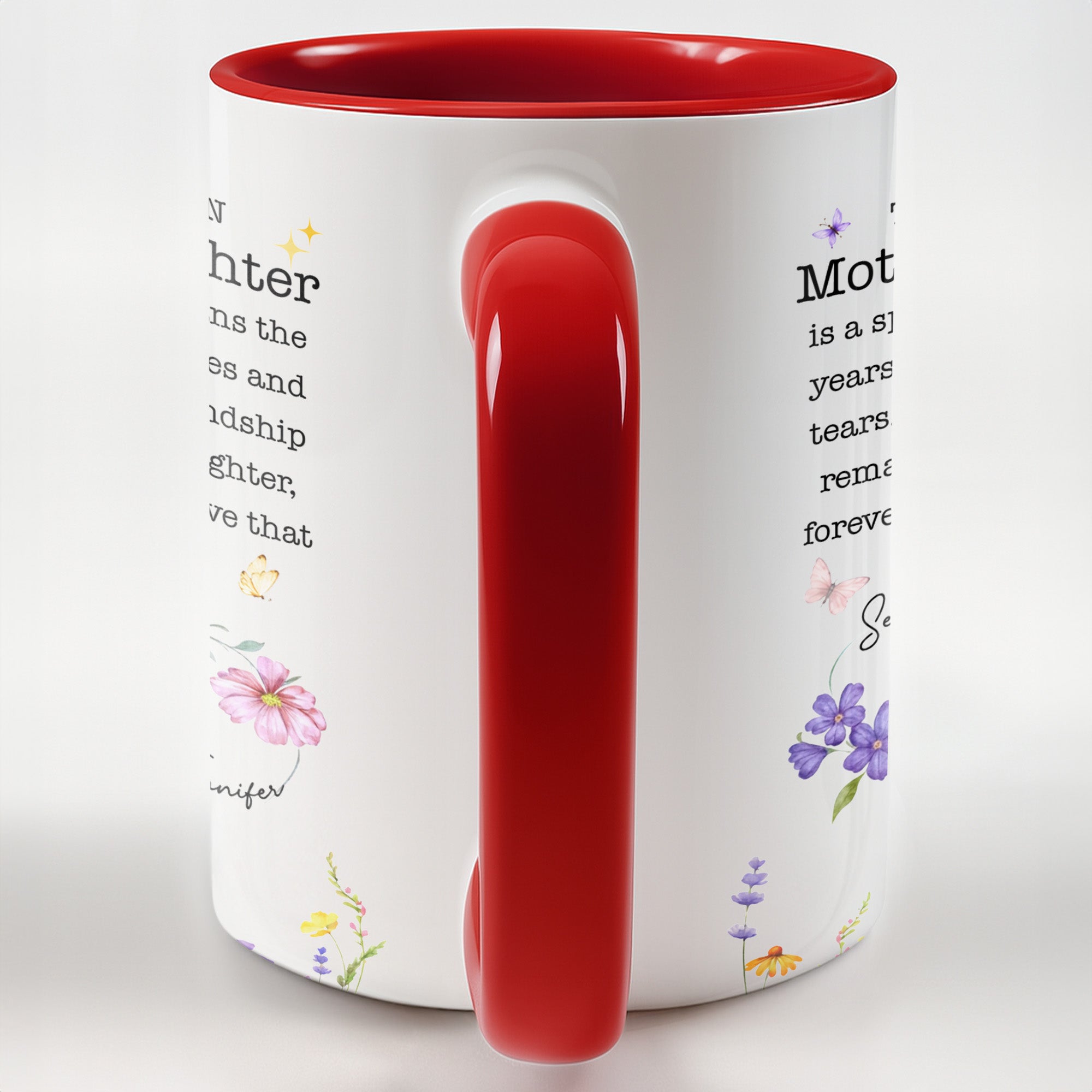 Personalized Floral Infinity Accent Mug Custom Gift for Mom