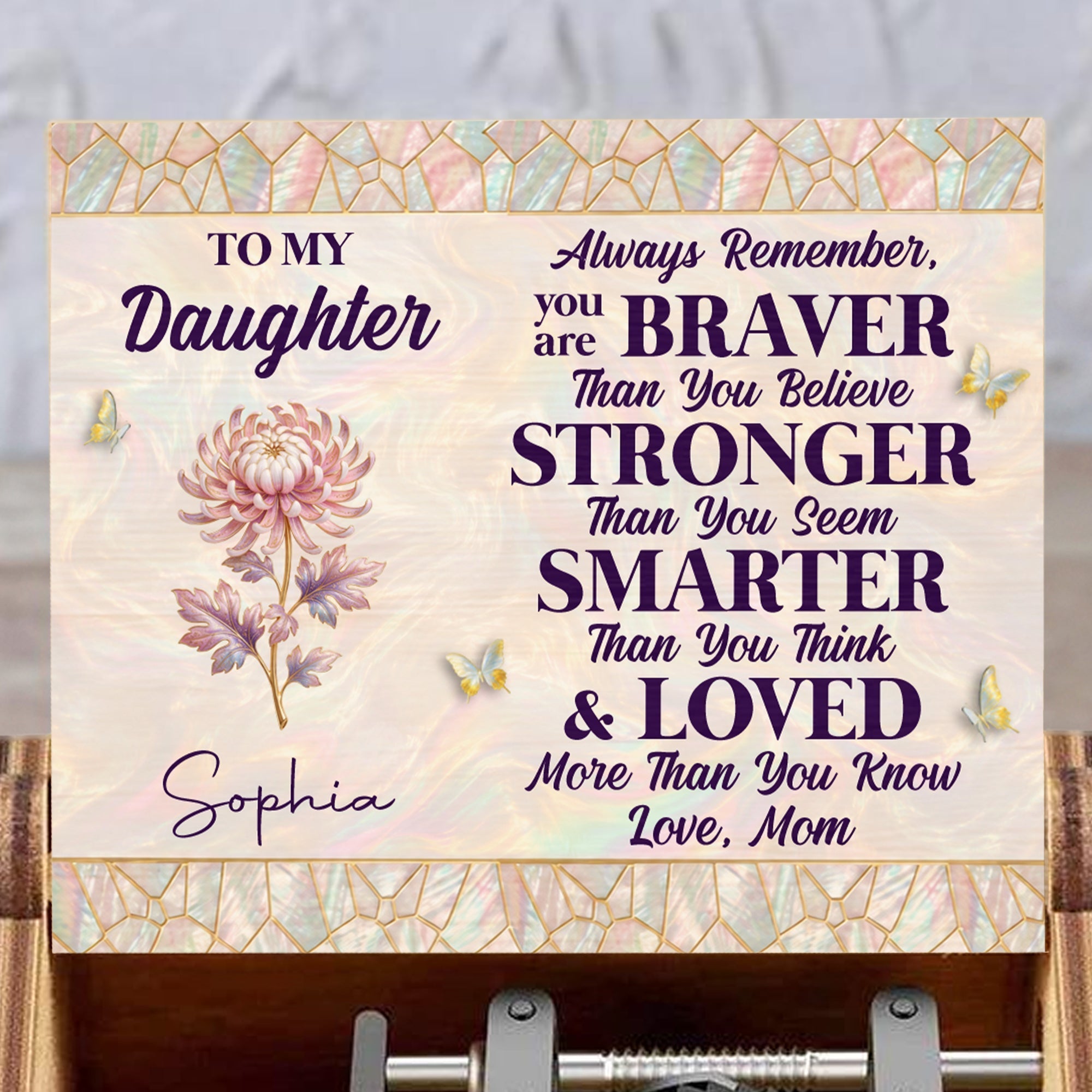 Personalized Wooden Music Box Custom Daughter Gift with Tune