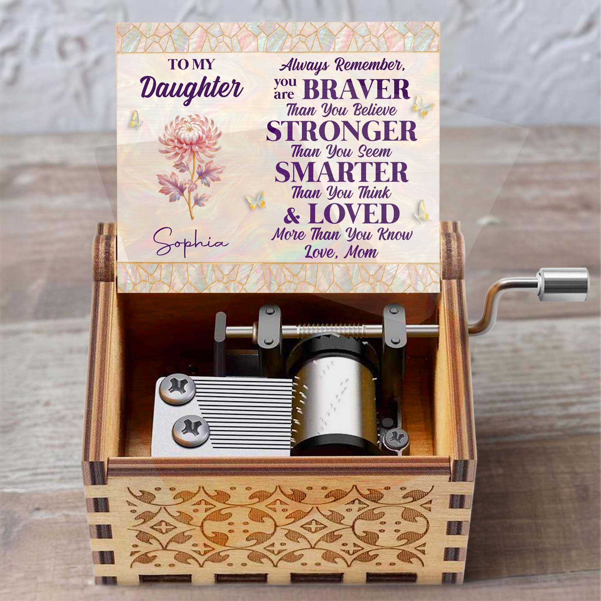 Personalized Wooden Music Box Custom Daughter Gift with Tune
