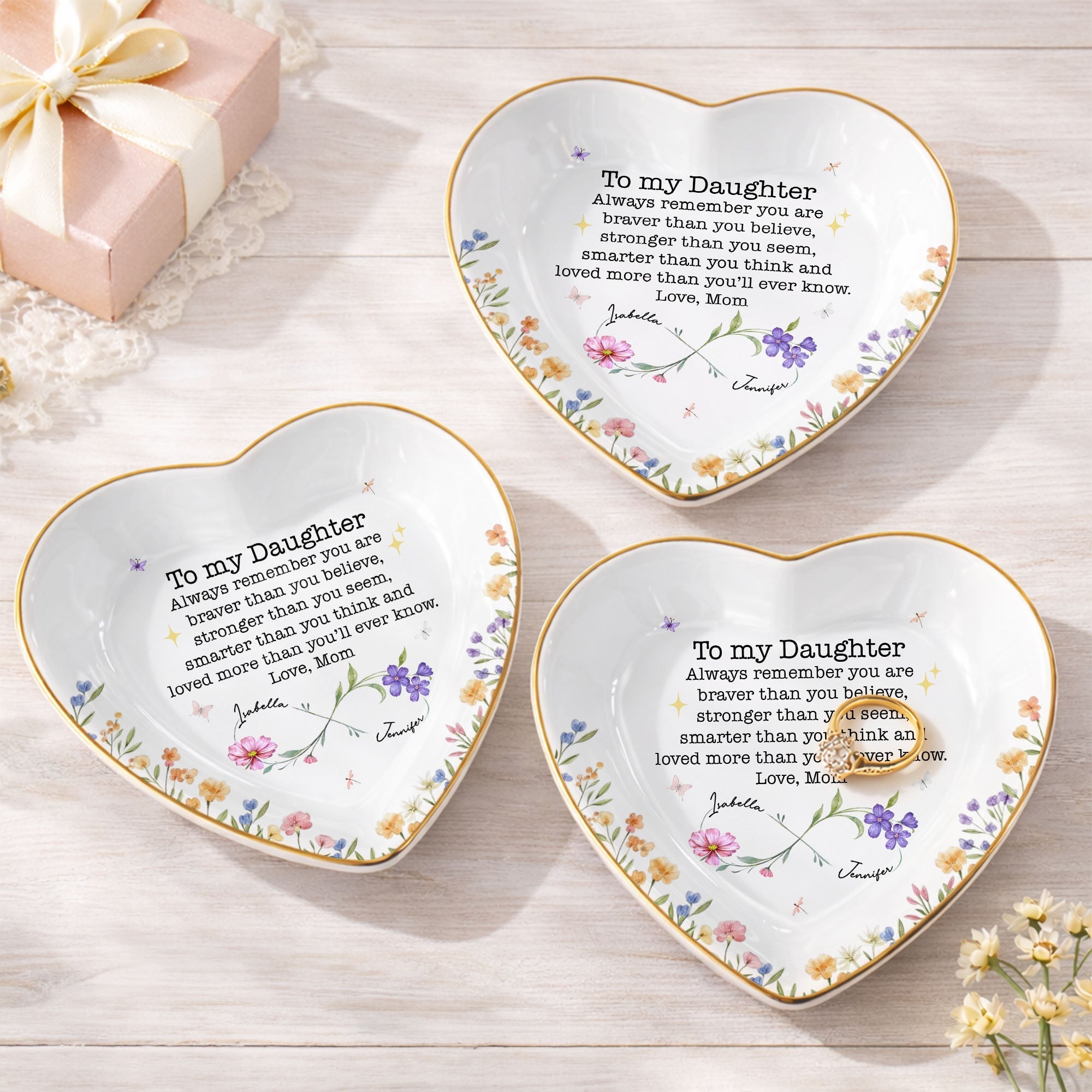 Personalized Heart Jewelry Dish Custom Name Gift for Daughter