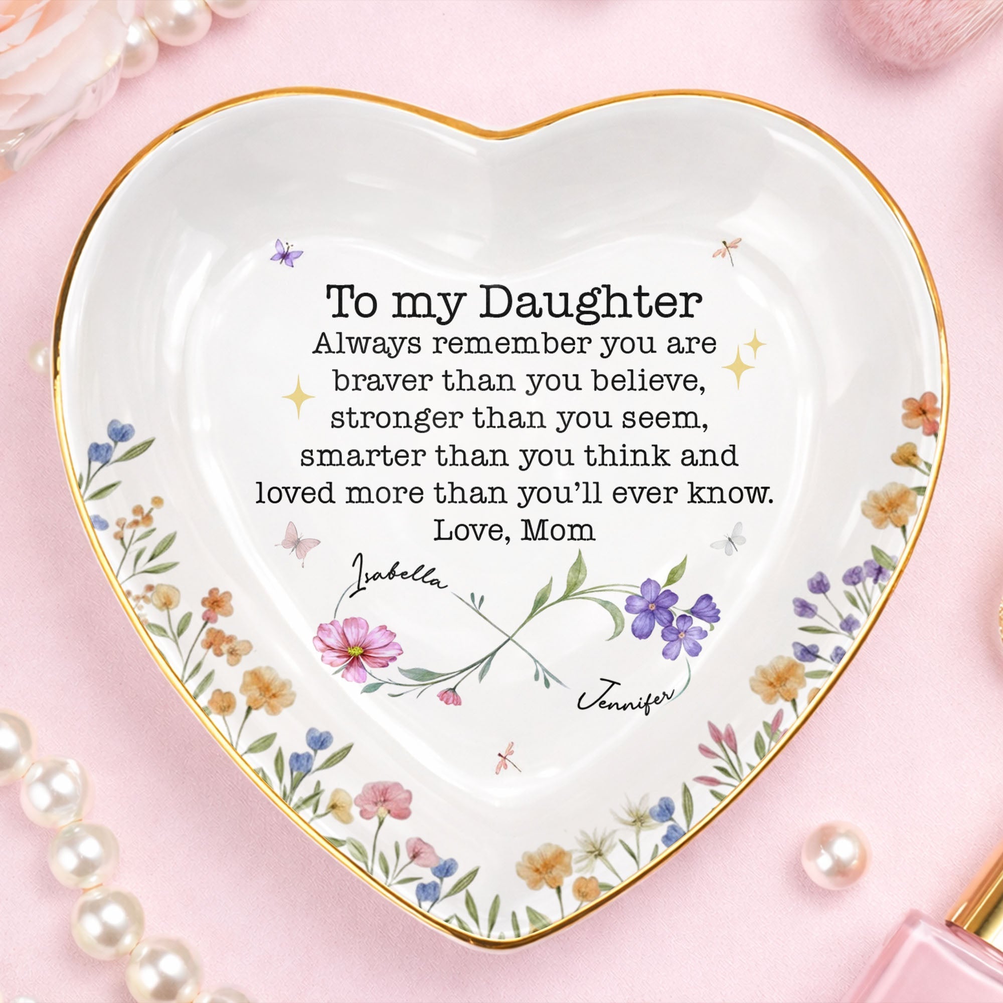 Personalized Heart Jewelry Dish Custom Name Gift for Daughter