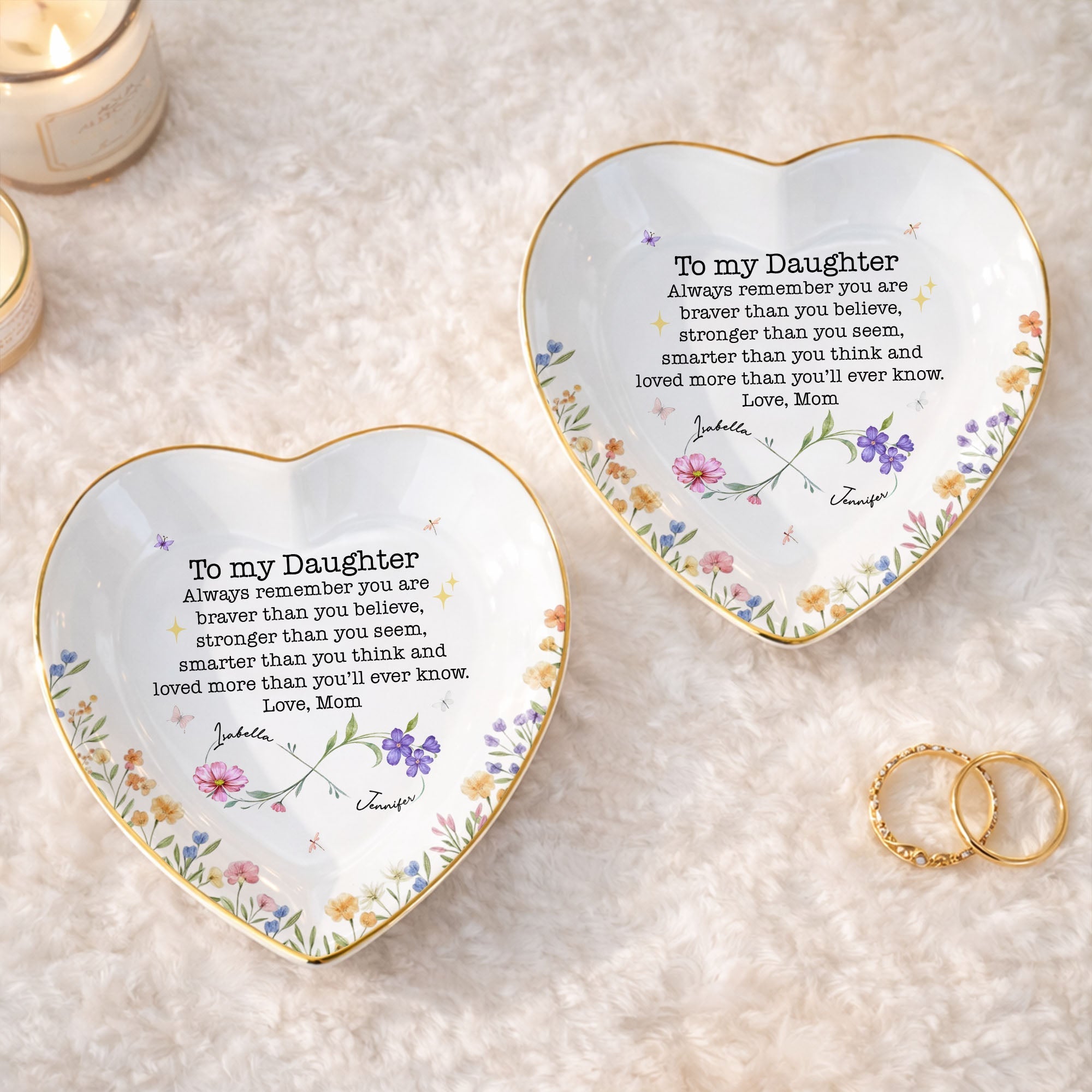 Personalized Heart Jewelry Dish Custom Name Gift for Daughter
