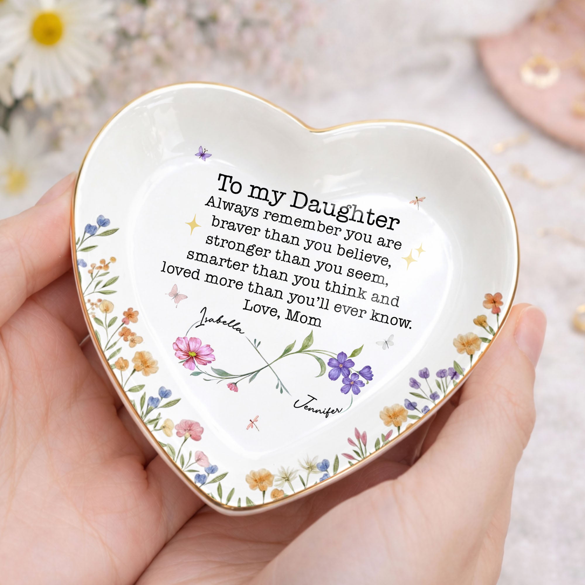 Personalized Heart Jewelry Dish Custom Name Gift for Daughter