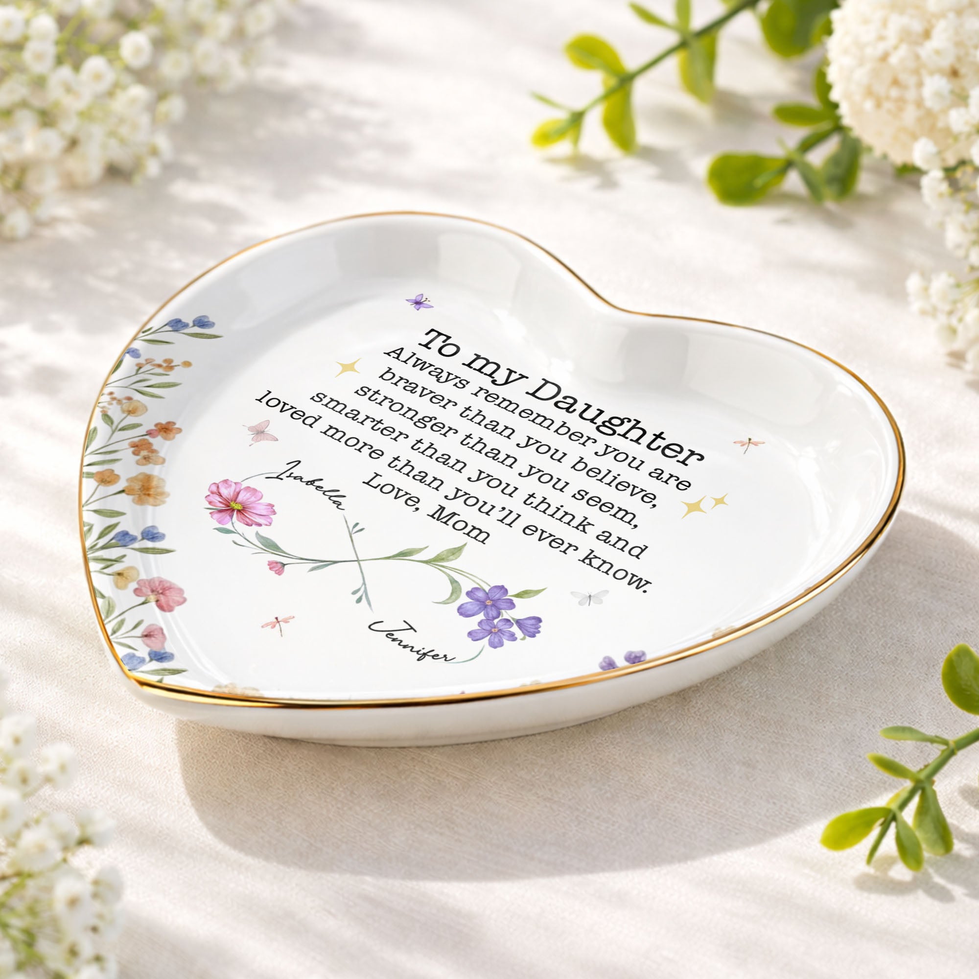 Personalized Heart Jewelry Dish Custom Name Gift for Daughter