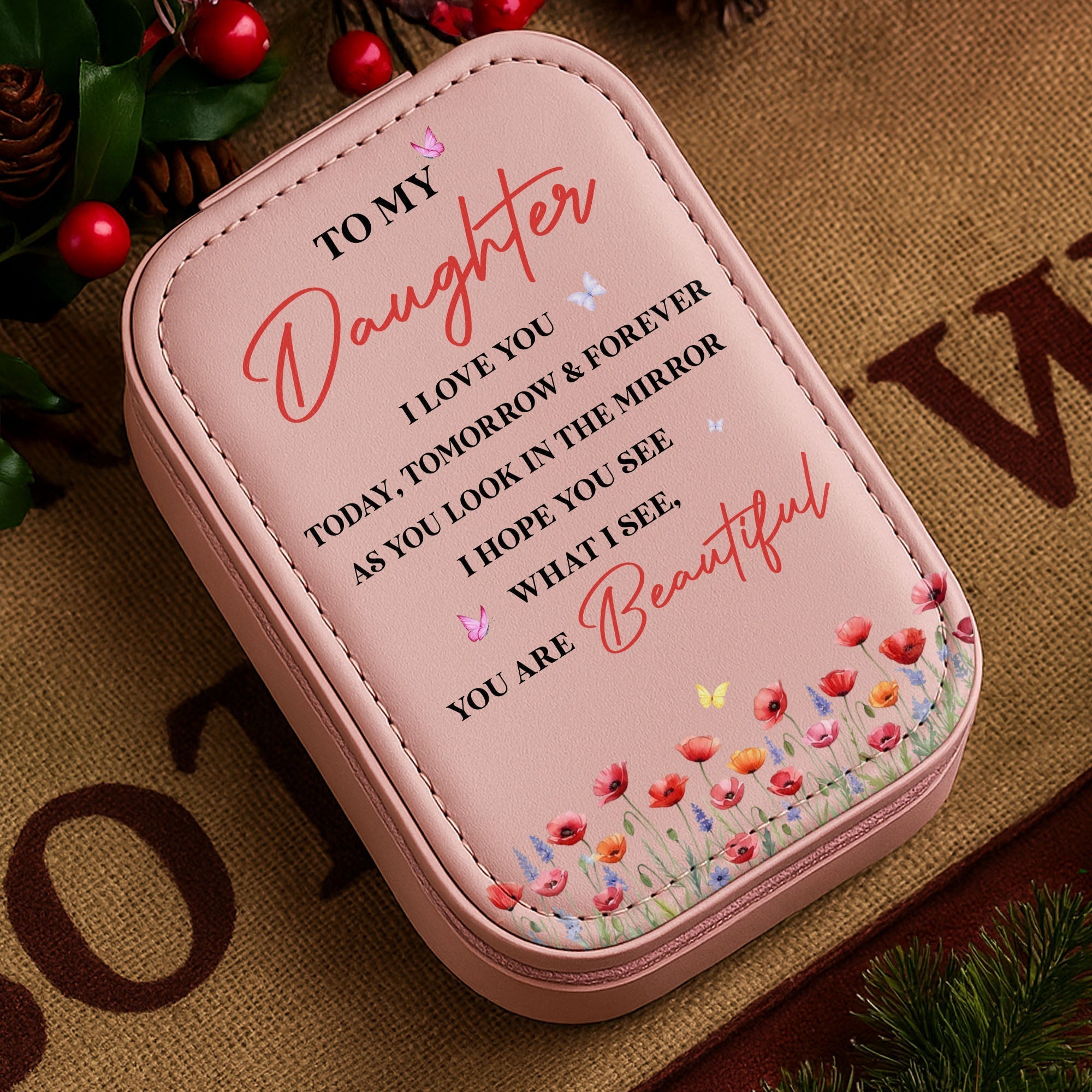 Personalized Jewelry Box with LED Mirror Gift for Daughter