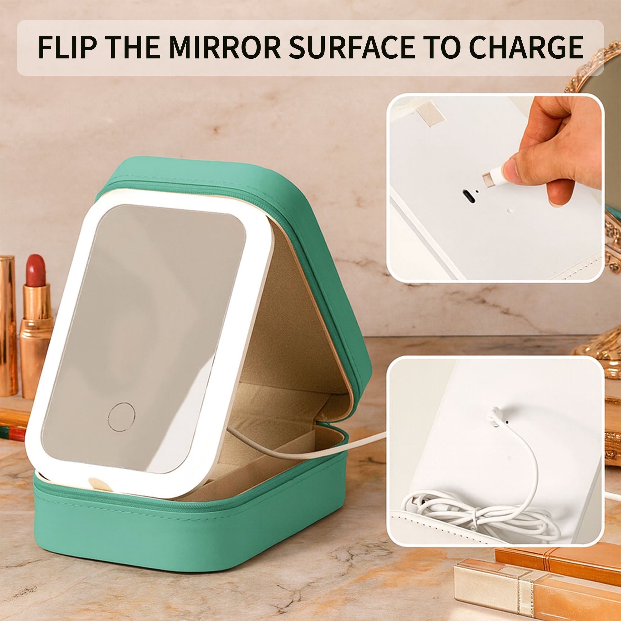 Personalized Jewelry Box with LED Mirror Gift for Daughter