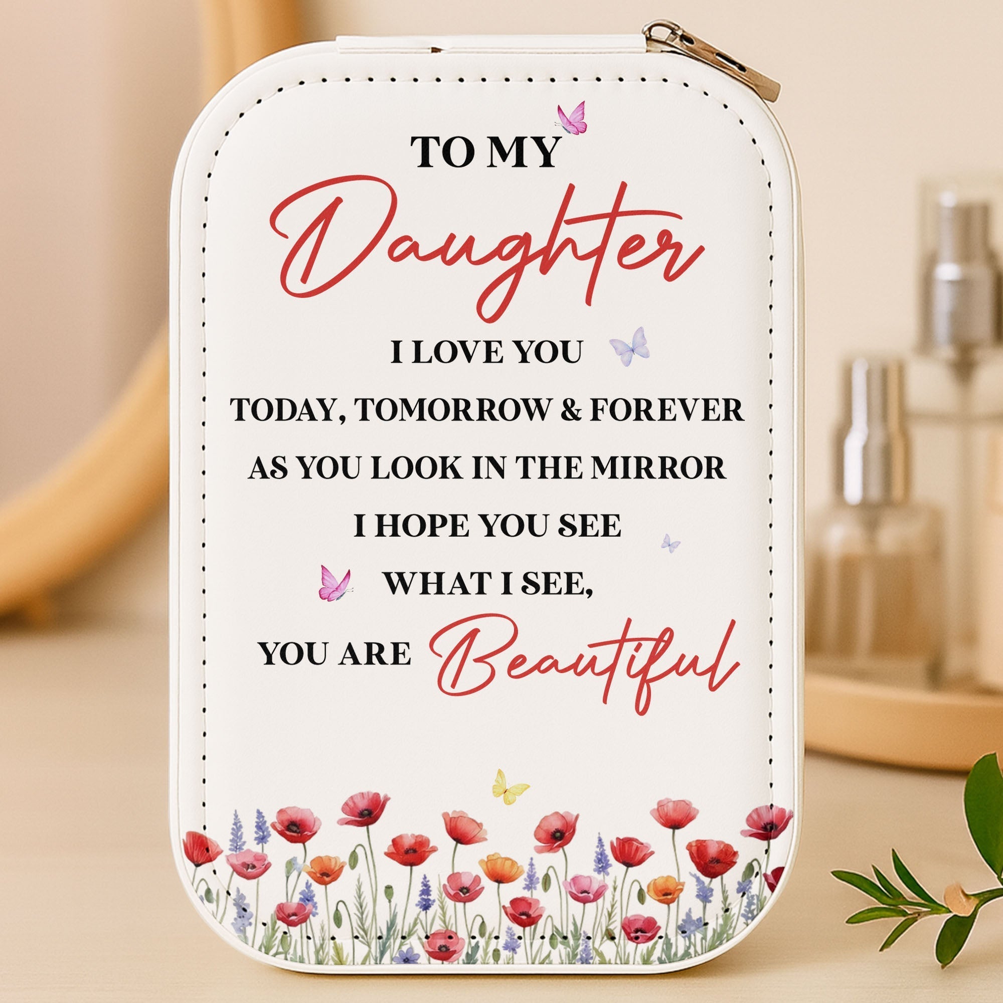 Personalized Jewelry Box with LED Mirror Gift for Daughter